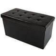 thumbnail image 1 of Lavish Home 30-inch Faux Leather Folding Storage Ottoman with Padded Lid (Black), 1 of 8