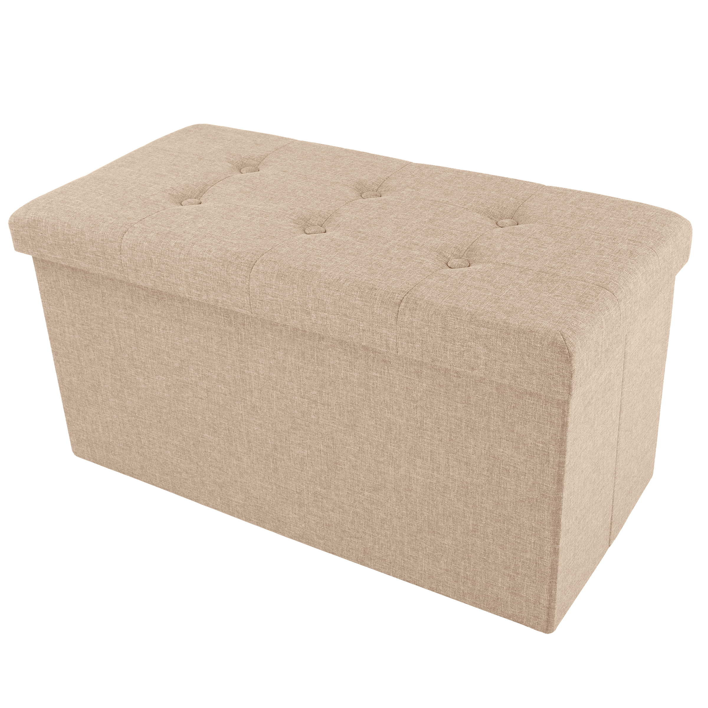 Lavish Home 30-inch Folding Storage Ottoman with Removable Bin (Beige) - image 1 of 8