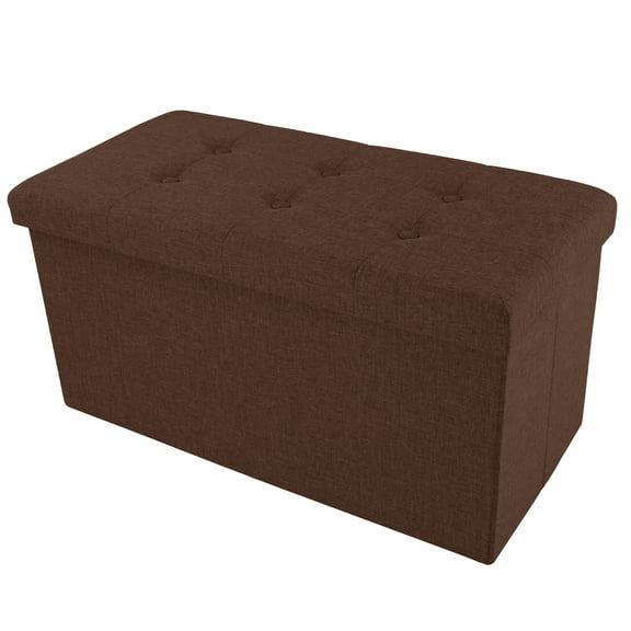 Lavish Home 30-inch Folding Storage Ottoman with Removable Bin (Brown)