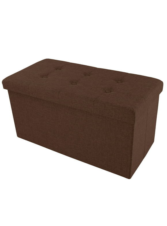 Lavish Home 30-inch Folding Storage Ottoman with Removable Bin (Brown)