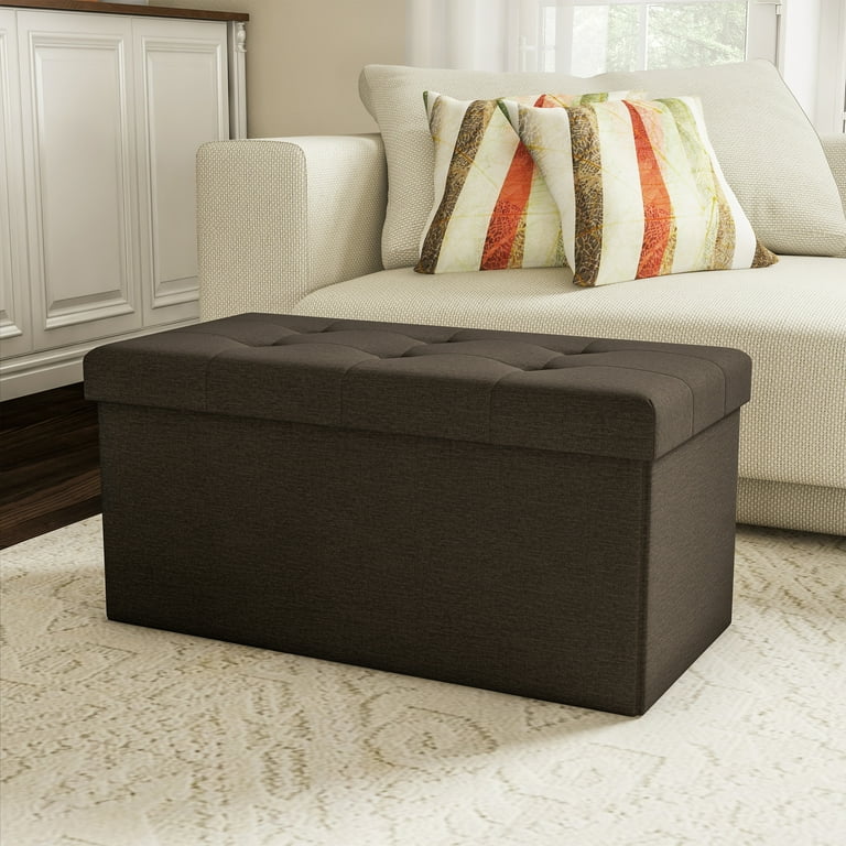Lavish Home 30 inch Folding Storage Ottoman with Removable Bin
