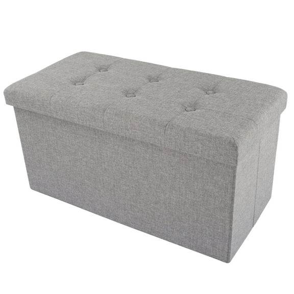 Lavish Home 30-Inch Folding Storage Ottoman with Removable Bin, Gray