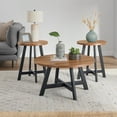 thumbnail image 1 of Lavish Home 3PC Industrial Round Coffee Table Set with Side Tables (Walnut), 1 of 7