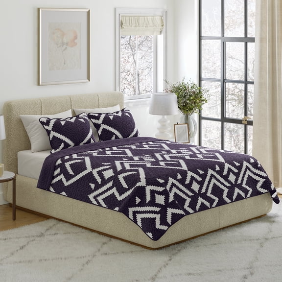 Lavish Home 3PC King Quilt Set - Bedspread and 2 King Pillow Shams (Navy)