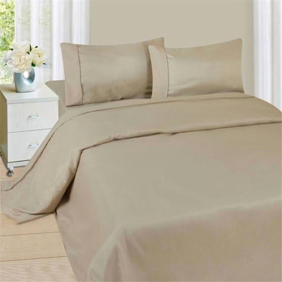 Lavish Home 4 Piece Brushed Microfiber Sheet Set for Adult (Queen, Beige)