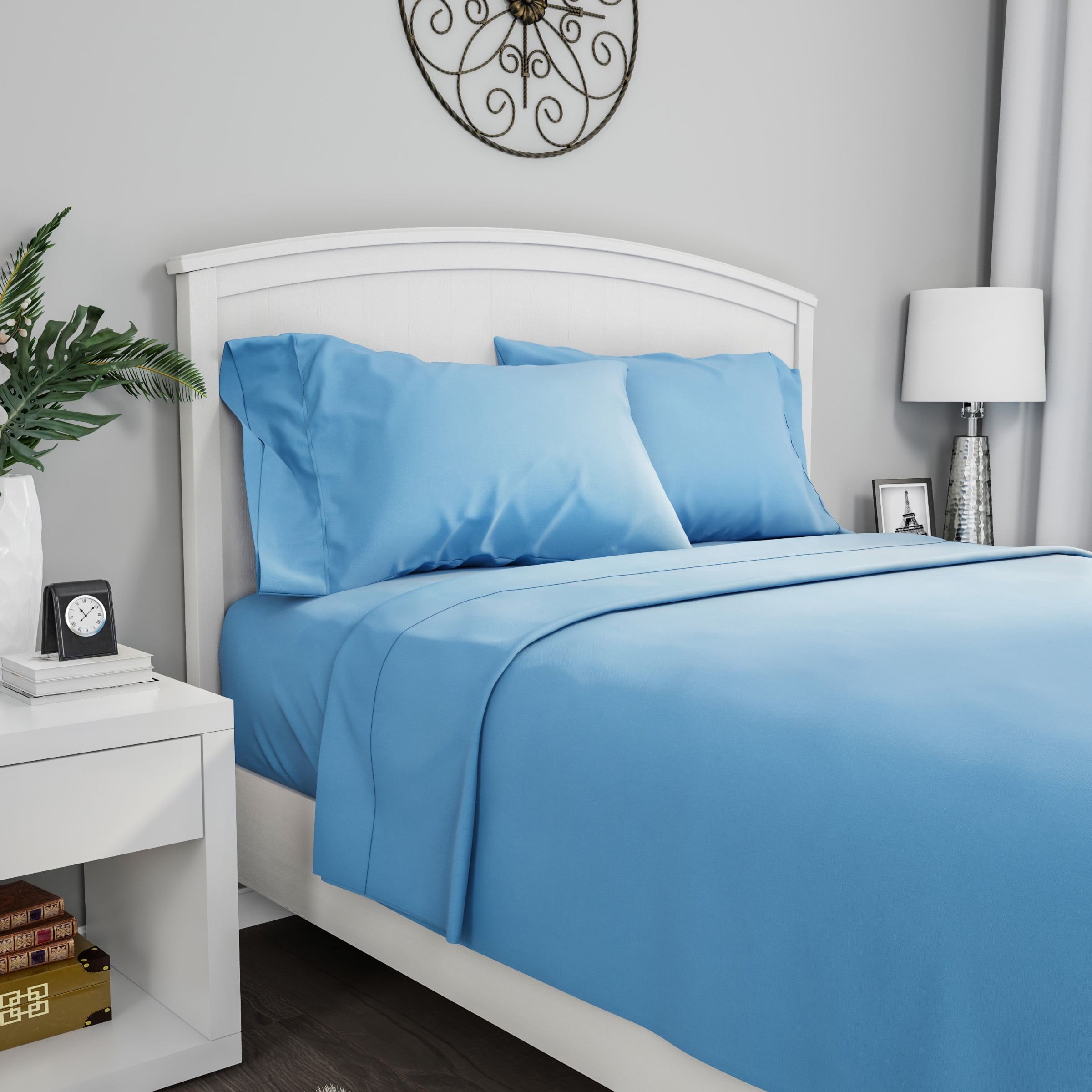 Lavish Home 4-Piece Microfiber Full Sheet Set, Blue