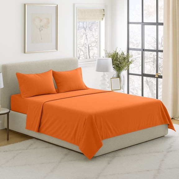 Lavish Home 4-Piece Microfiber Queen Sheet Set, Rust Orange