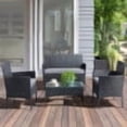 thumbnail image 1 of Lavish Home 4-Piece Rattan Outdoor Patio Furniture Set Combo Sofa, 2 Cushioned Chairs, and Table, Gray, 1 of 8