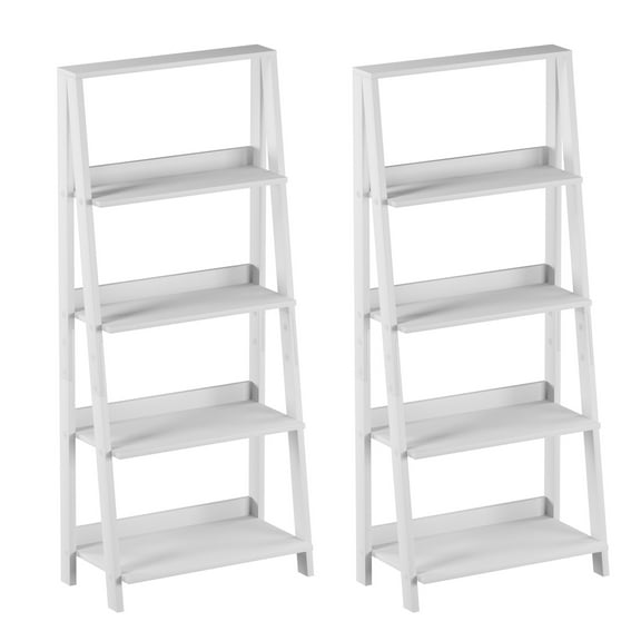 Lavish Home 4-Tier Freestanding Ladder Bookshelf with X-Back Frame, White