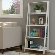 Lavish Home 4-Tier Freestanding Ladder Bookshelf with X-Back Frame, White