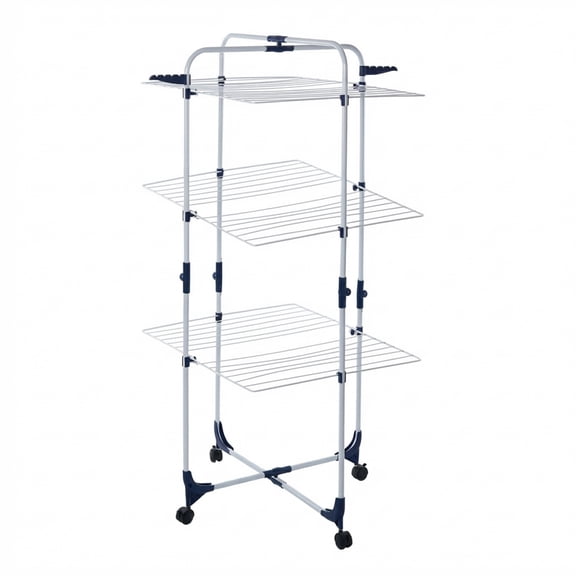 Lavish Home 3-Tier Collapsible Clothes Drying Rack with Shelves, White