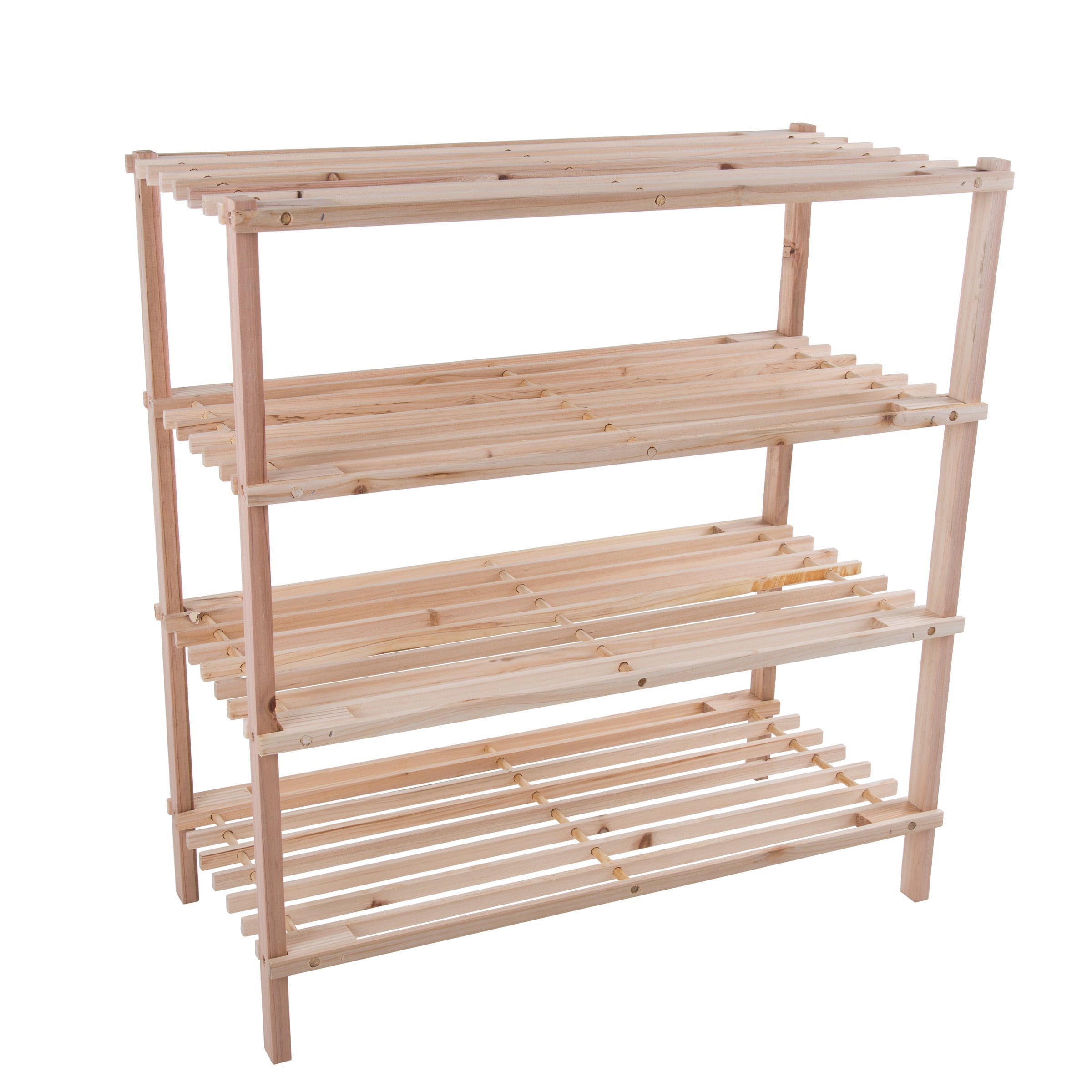 Light Oak 4-Tier Wooden Shoe Storage Rack
