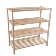 Shoe Storage Rack - 4-Tier Wood Shoe Organizer for Closet, Bathroom, Entryway - Shoe Shelf Holds 12 Pairs Sneakers or Boots by Lavish Home (Light Oak)