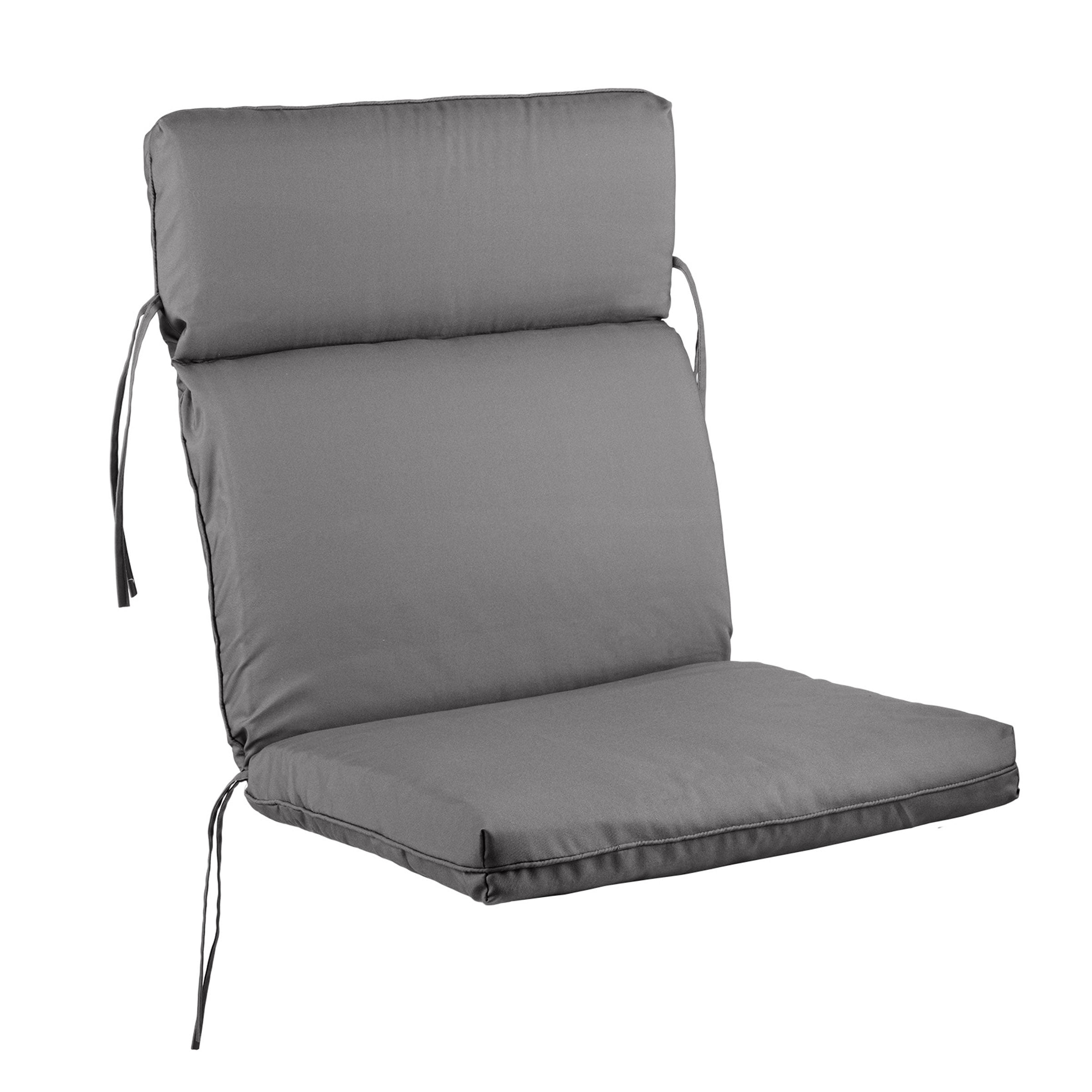 Lavish Home 45x21.5x3in High Back Outdoor Chair Cushion with Ties (Gray)