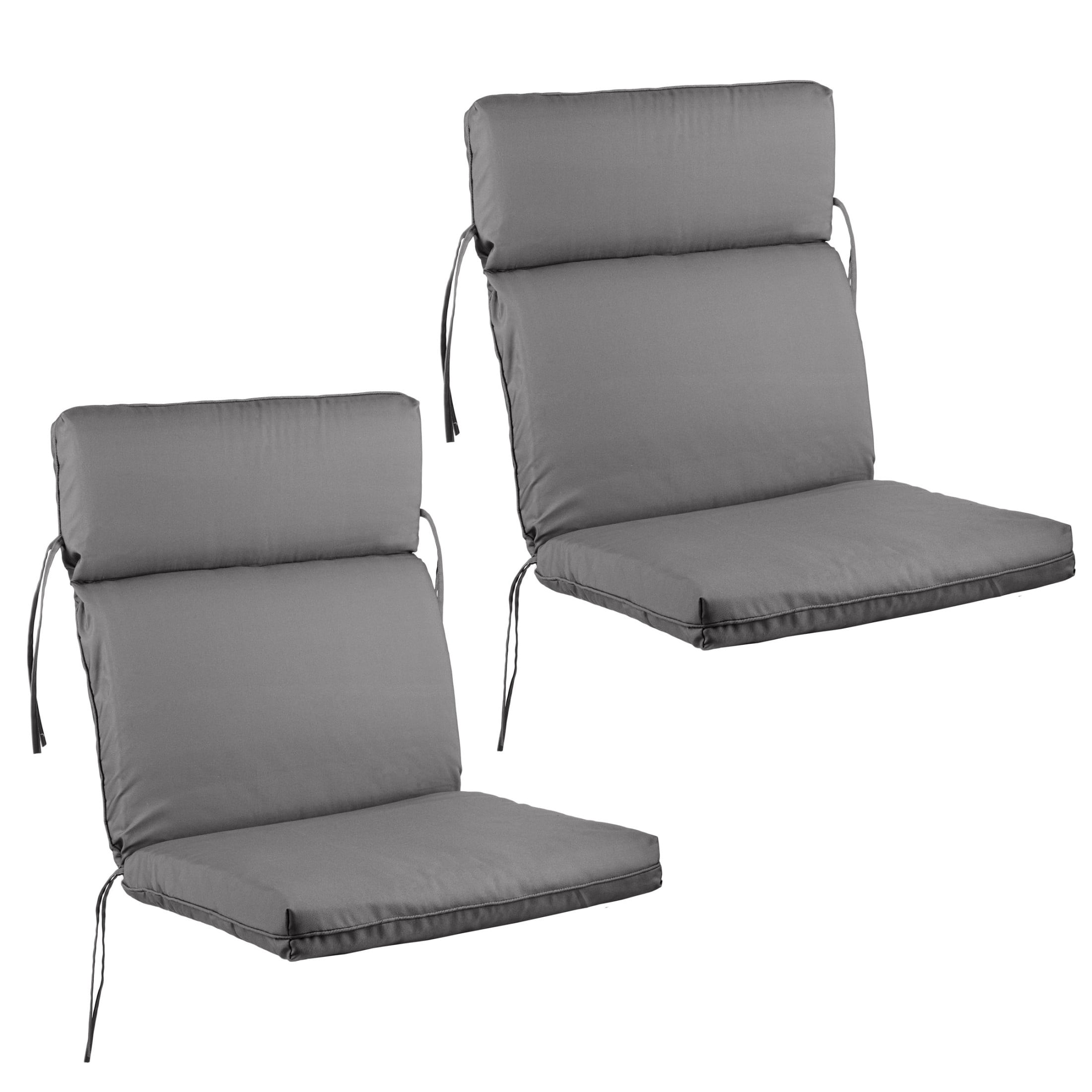 Lavish Home 45x21.5x3in High Back Outdoor Chair Cushions Set of 2 with Ties (Gray)