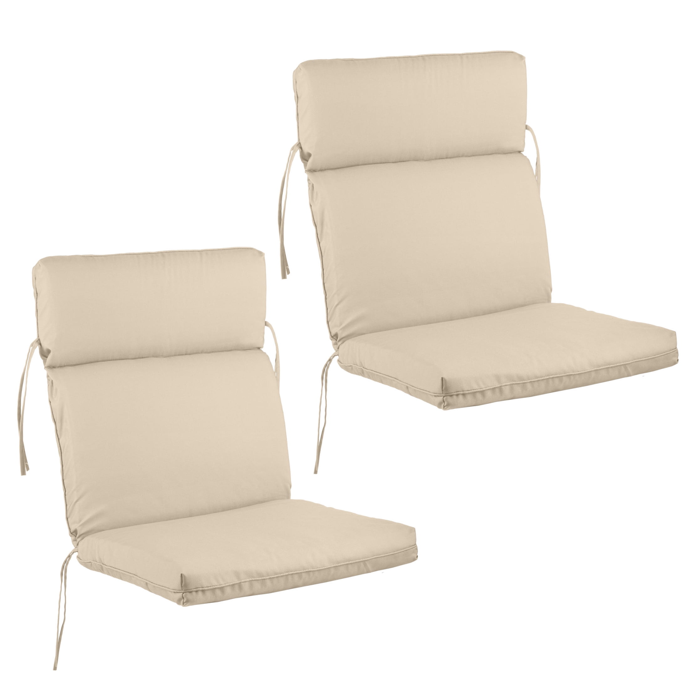 Lavish Home 45x21.5x3in High Back Outdoor Chair Cushions Set of 2 with Ties (Tan)