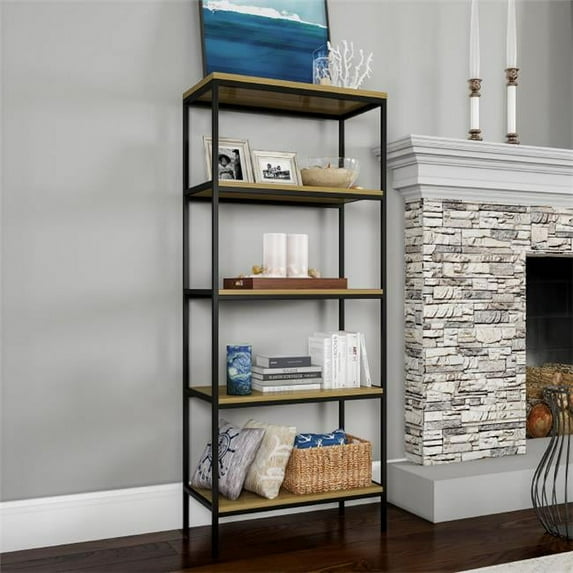 Lavish Home  5-Tier Bookshelf-Open Industrial Style Etagere Shelving Unit