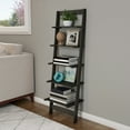 thumbnail image 1 of Lavish Home 5-Tier Slatted Wood Leaning Ladder Shelf for Narrow Storage, Wooden Bookcase for Living Room, Bathroom, Kitchen, Office or Bedroom, Black Finish, 1 of 6