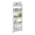thumbnail image 1 of Lavish Home Slim Rolling Storage Cart On Wheels - 5-Tier Rolling Utility Cart for Bathroom, Kitchen, and Laundry Room Storage- Bathroom Shelves (White), 1 of 10