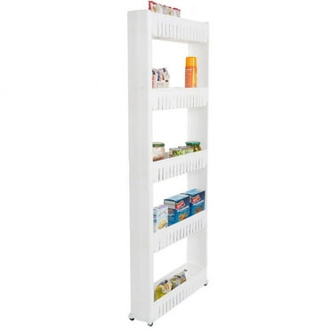 Lavish Home 5-Tier Slim Rolling Storage Cart with Wheels (White)