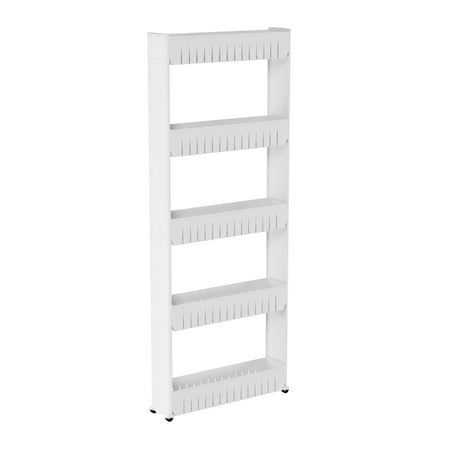 Lavish Home 5-Tier Slim Rolling Storage Cart with Wheels (White)