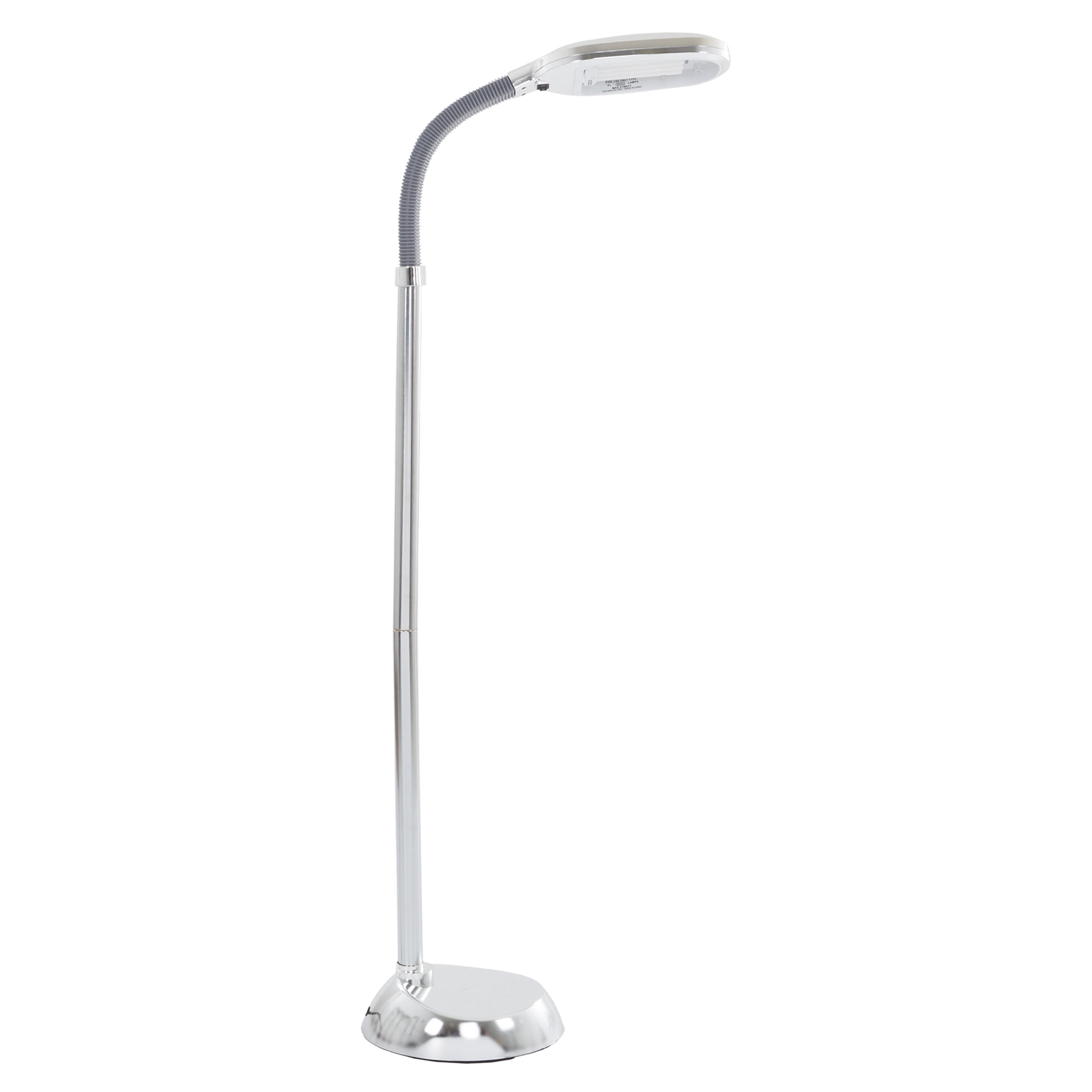Lavish Home 63-Inch Adjustable Floor Lamp for Bedroom - Full Spectrum Natural Sunlight Lamp for Office with Bendable Neck for Reading Light, Craft, Studying, and Esthetician Light (Chrome)