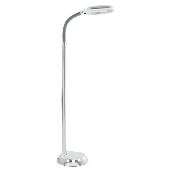 Lavish Home 63-Inch Adjustable Floor Lamp for Bedroom - Full Spectrum Natural Sunlight Lamp for Office with Bendable Neck for Reading Light, Craft, Studying, and Esthetician Light (Chrome)
