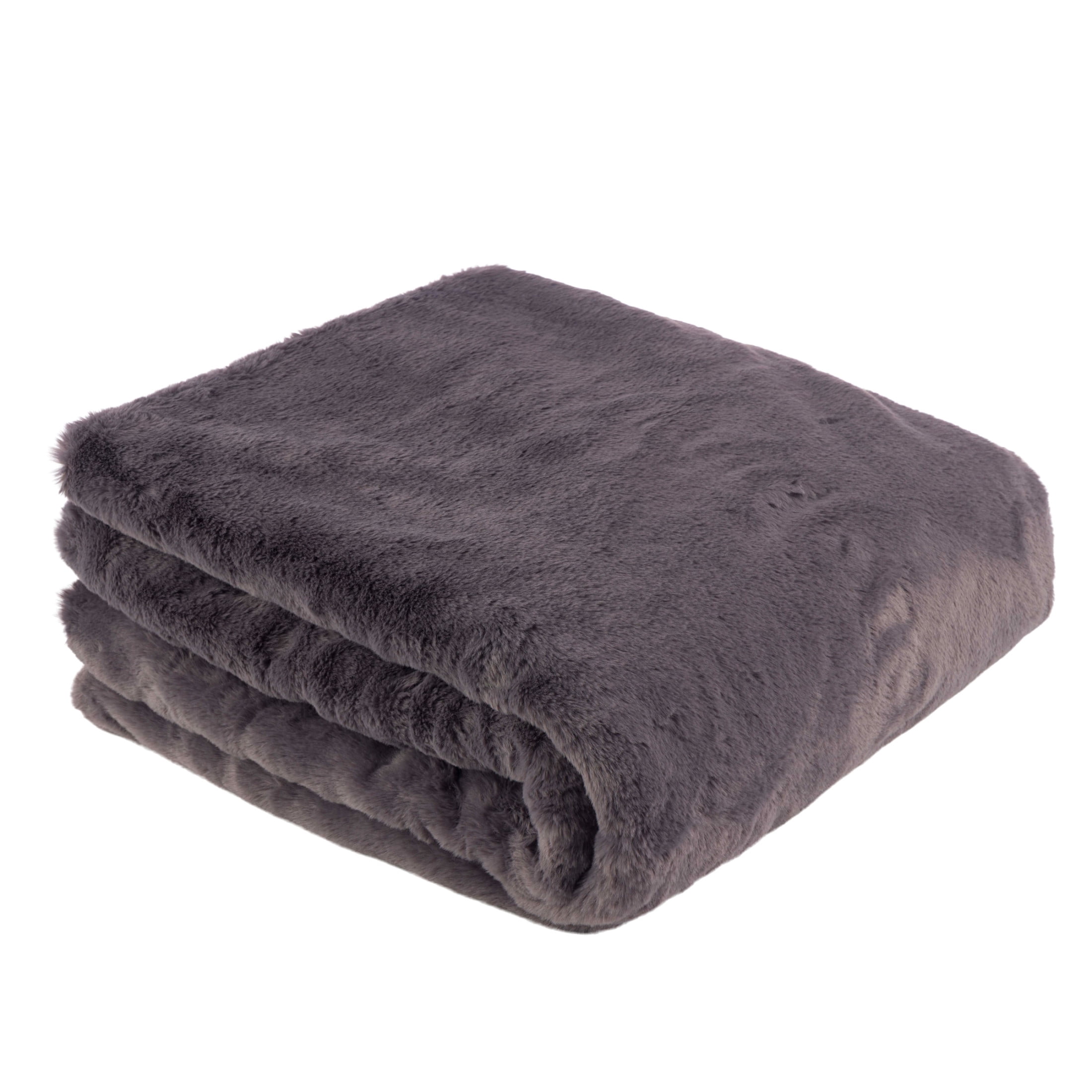 New Rabbit Skin Lavish Home 50x60 Inch Faux Rabbit Fur Throw Blanket for Couch, Bed ...