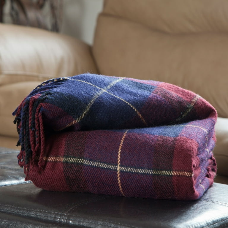 Lavish Home 50x60 Machine Washable Cashmere Like Throw Blanket Blue Red Plaid Adult Walmart