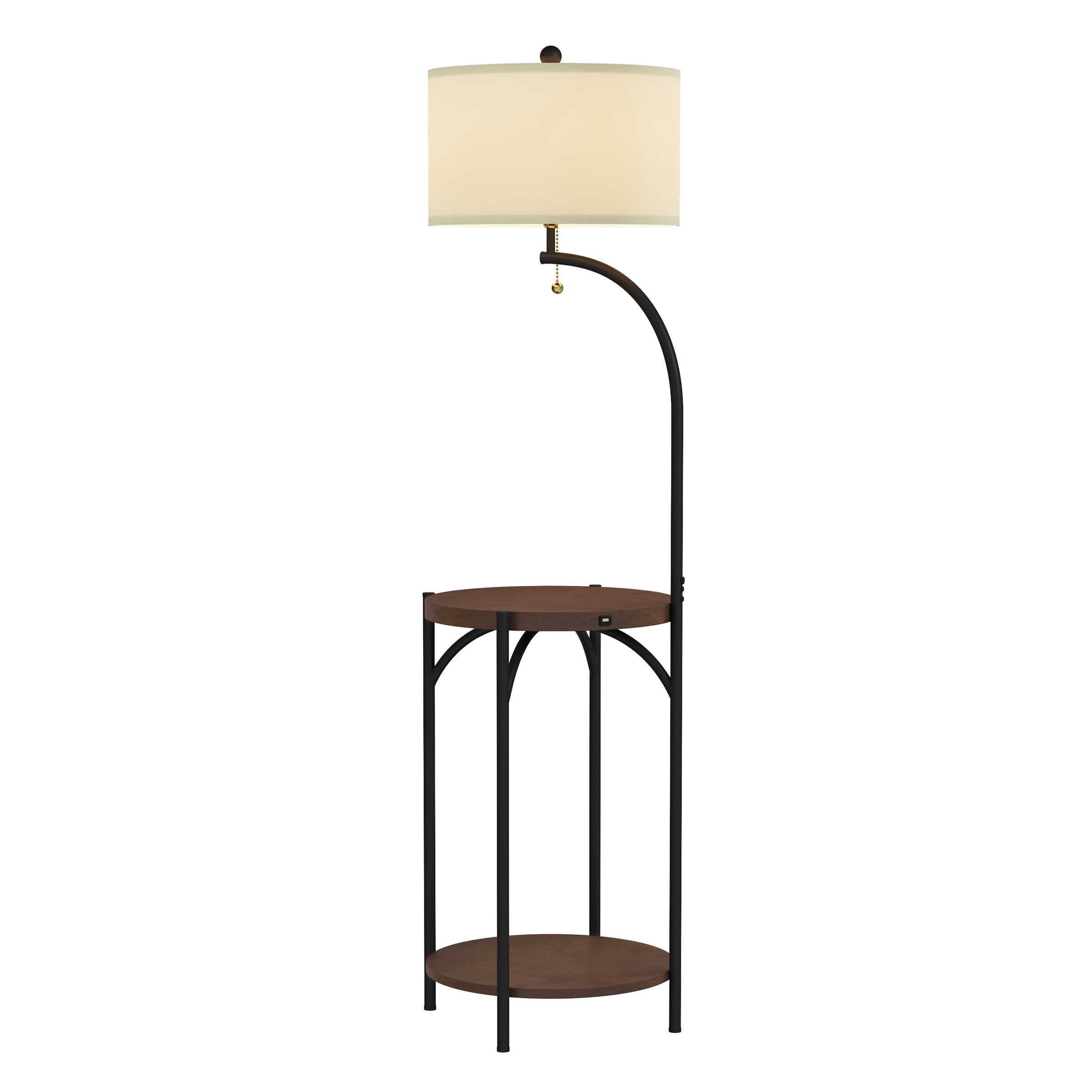 Lavish Home 58-inch Floor Lamp with USB Charging Side Table, LED Bulb, and Shade