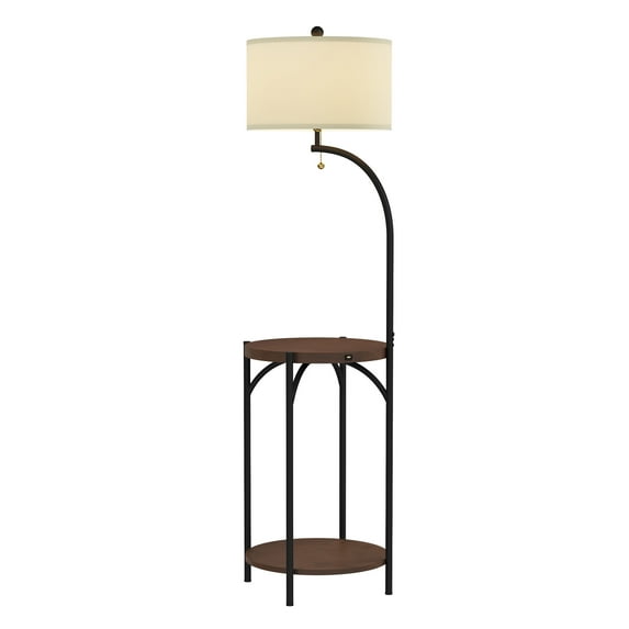 Lavish Home 58-inch Adjustable Floor Lamp with USB Charging Side Table, LED Bulb, and Shade