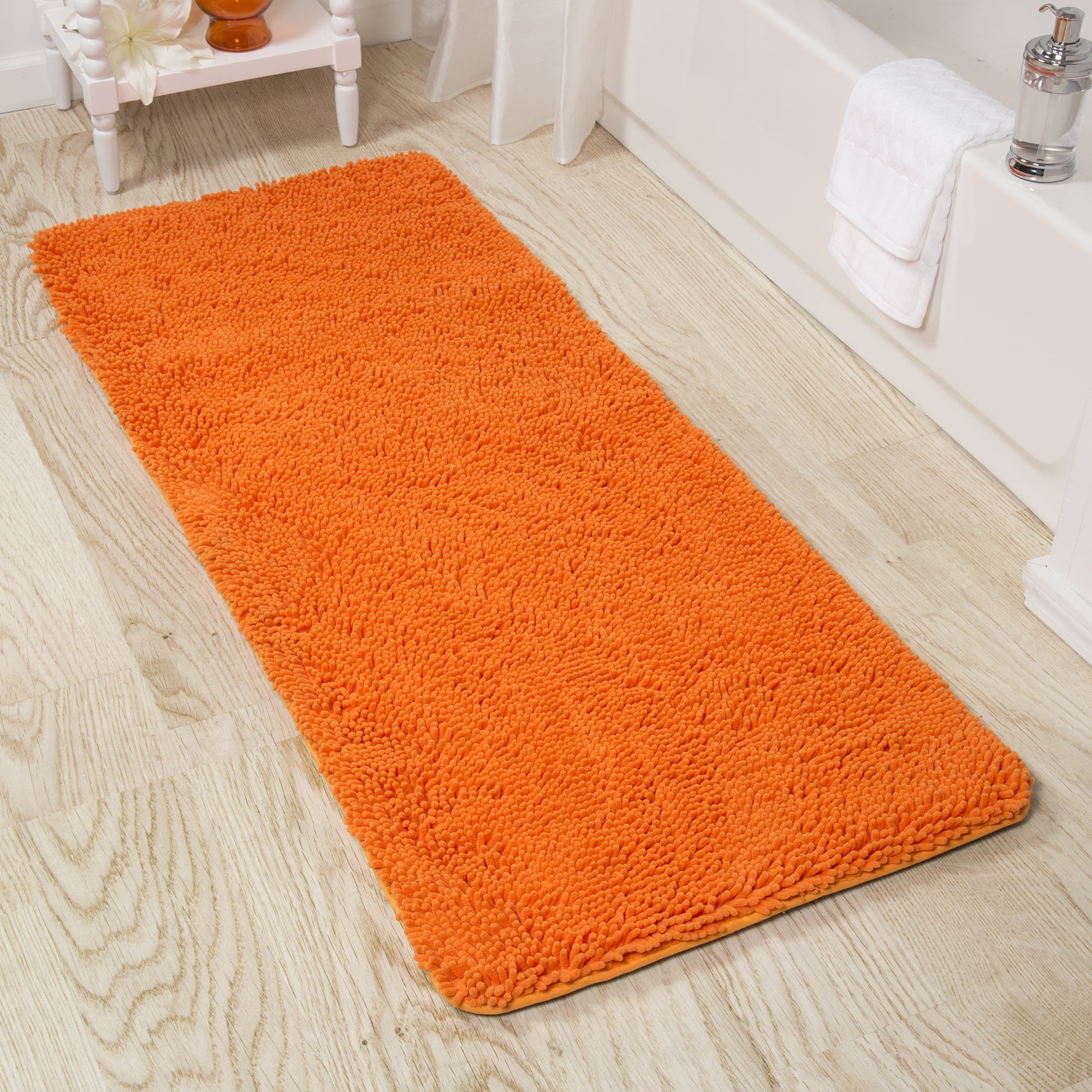 Orange bathroom rug deals