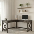 thumbnail image 1 of Lavish Home L-Shaped Computer Desk with X-Pattern Legs (Dark Gray Finish), 1 of 7