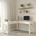 thumbnail image 1 of Lavish Home L-Shaped Computer Desk with X-Pattern Legs (White), 1 of 8