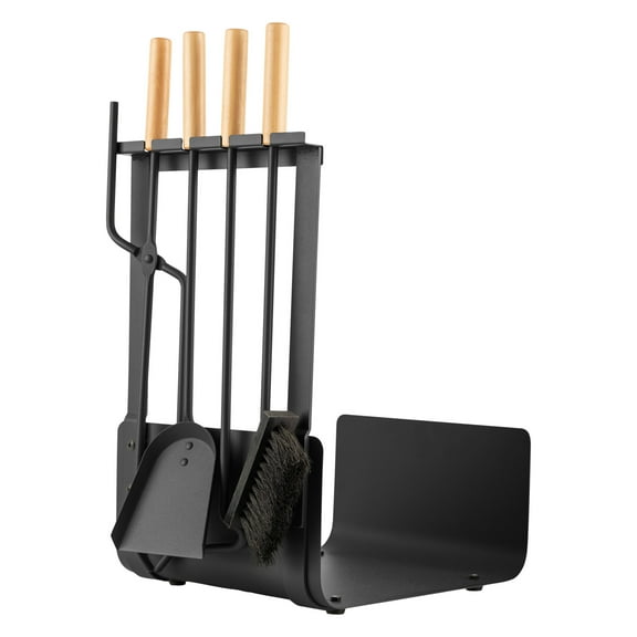Lavish Home 5PC Fireplace Tool Set with Firewood Rack Stand (Black)