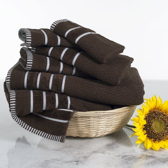 Lavish Home 6-Piece 100% Combed Cotton Bathroom Towels Set (Brown)