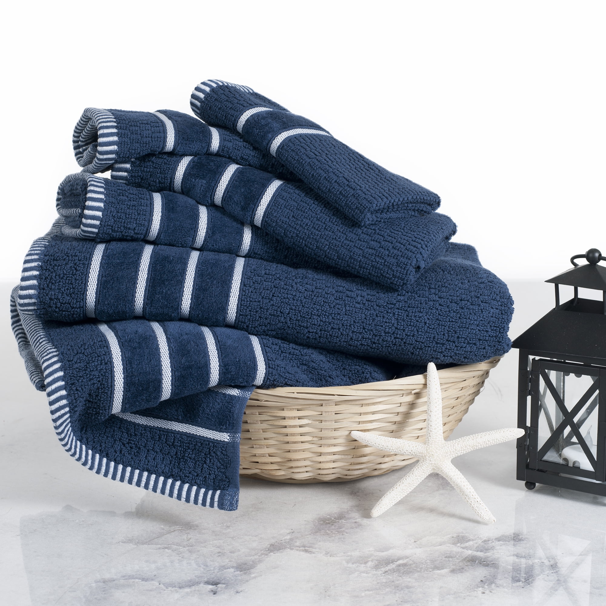 Lavish Home 100% Cotton Rice Weave 6 Piece Towel Set - Seafoam