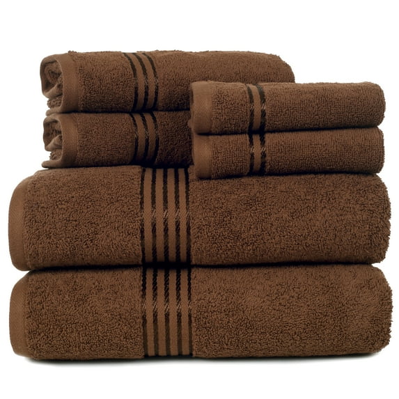 Lavish Home 6-Piece 100% Cotton Complete Bath Towel Set, Chocolate