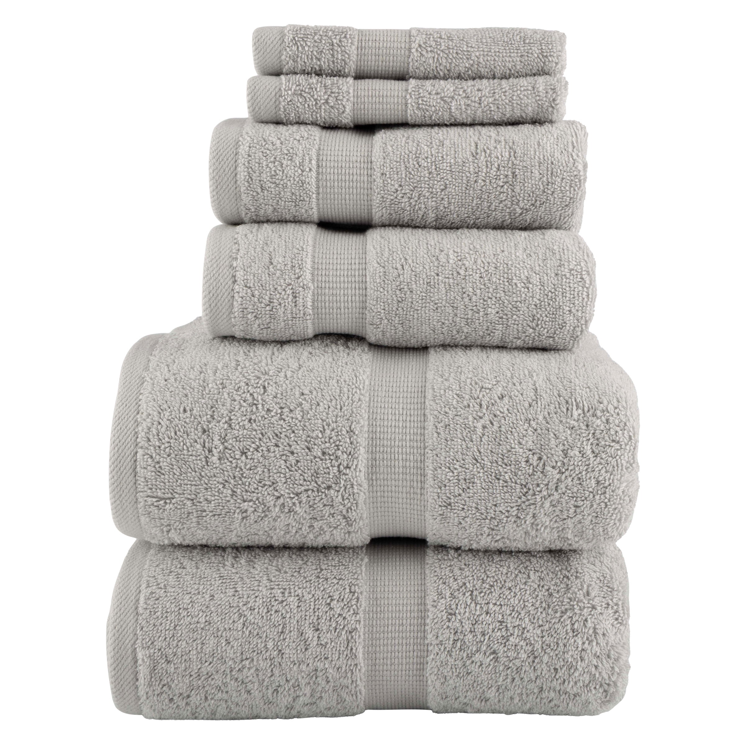 Lavish Home 6 Piece Cotton Towel Set with 2 Bath Sheets, 2 Hand Towels, and 2 Wash Cloths (Gray)