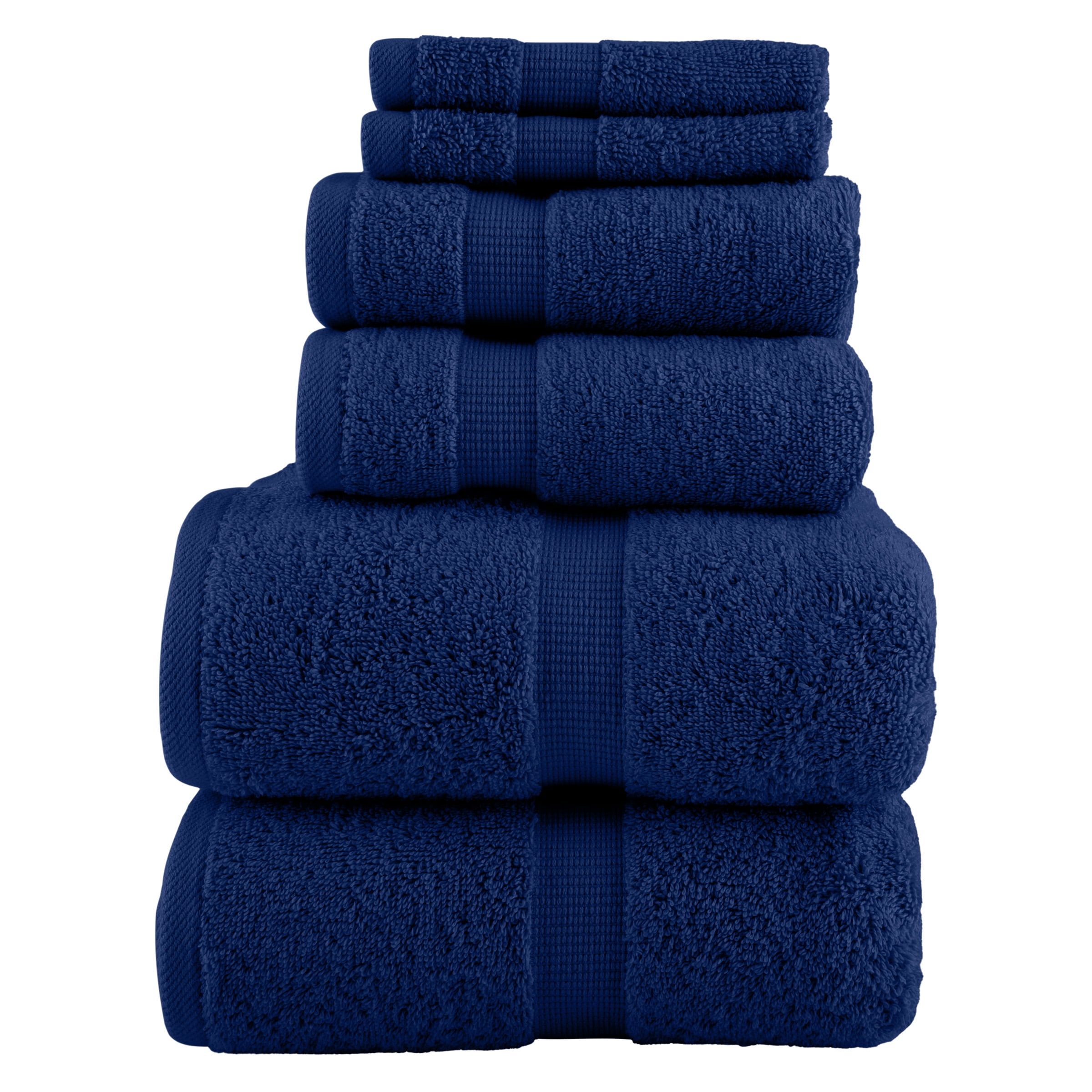 Lavish Home 6 Piece Cotton Towel Set with 2 Bath Sheets, 2 Hand Towels, and 2 Wash Cloths (Navy)