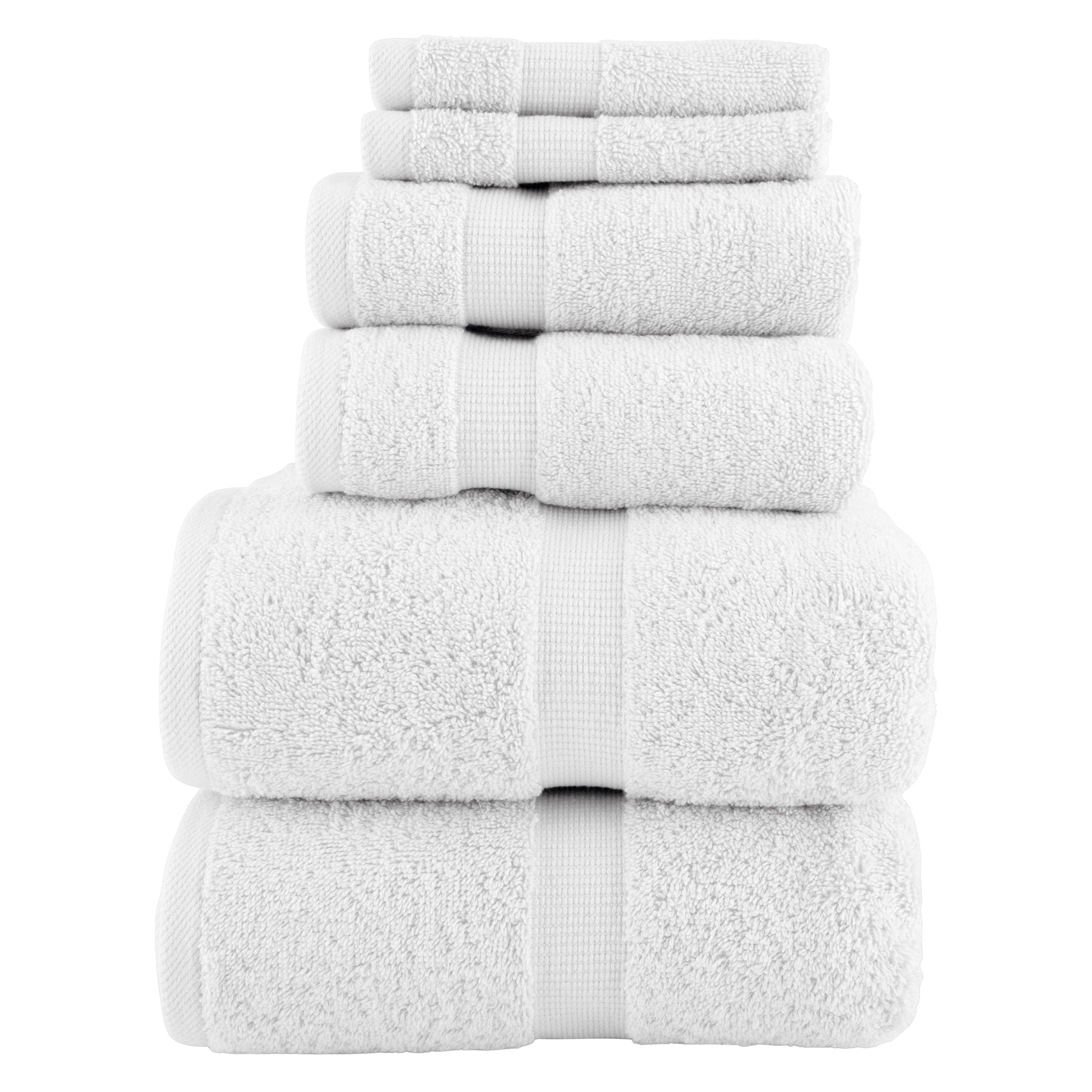 Lavish Home 6 Piece Cotton Towel Set with 2 Bath Sheets, 2 Hand Towels, and 2 Wash Cloths (White)