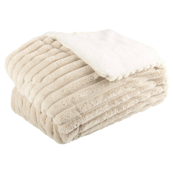 Lavish Home 60x70in Faux Fur Throw Blanket for Couch, Bed, or Chair (Ivory)