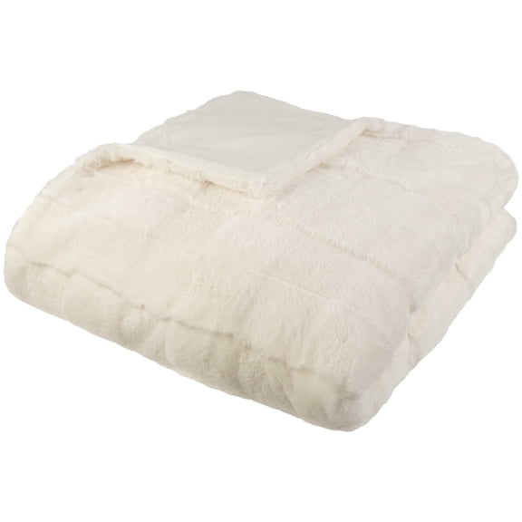 Lavish Home 60x80-Inch Faux Fur Blanket - Queen Size Bedding (Cream)