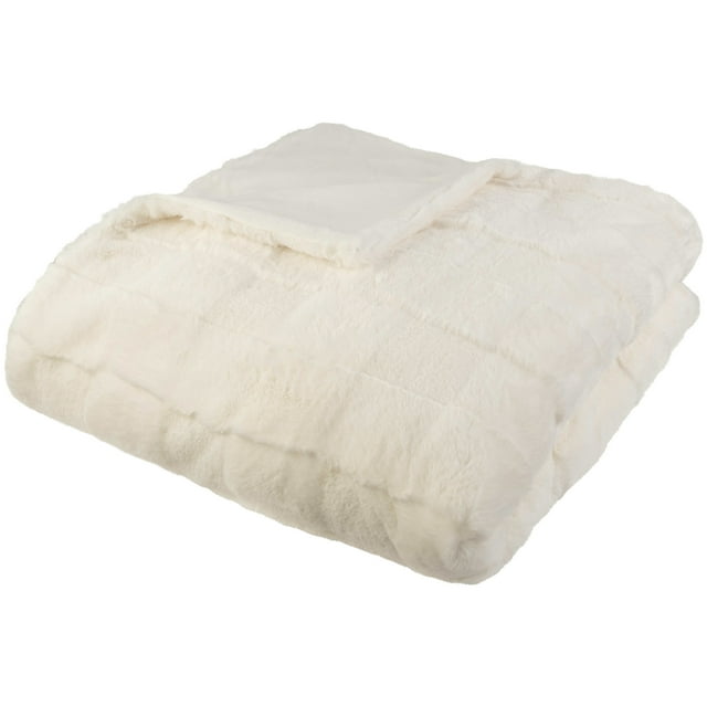 Lavish Home 60x80Inch Faux Fur Blanket Queen Size Bedding (Cream