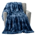 thumbnail image 1 of Lavish Home 60x80-Inch Ruched Faux Fur Blanket for Sofas and Beds (Blue), 1 of 10