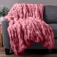 thumbnail image 1 of Lavish Home 60x80-Inch Ruched Faux Fur Blanket for Sofas and Beds (Pink), 1 of 7