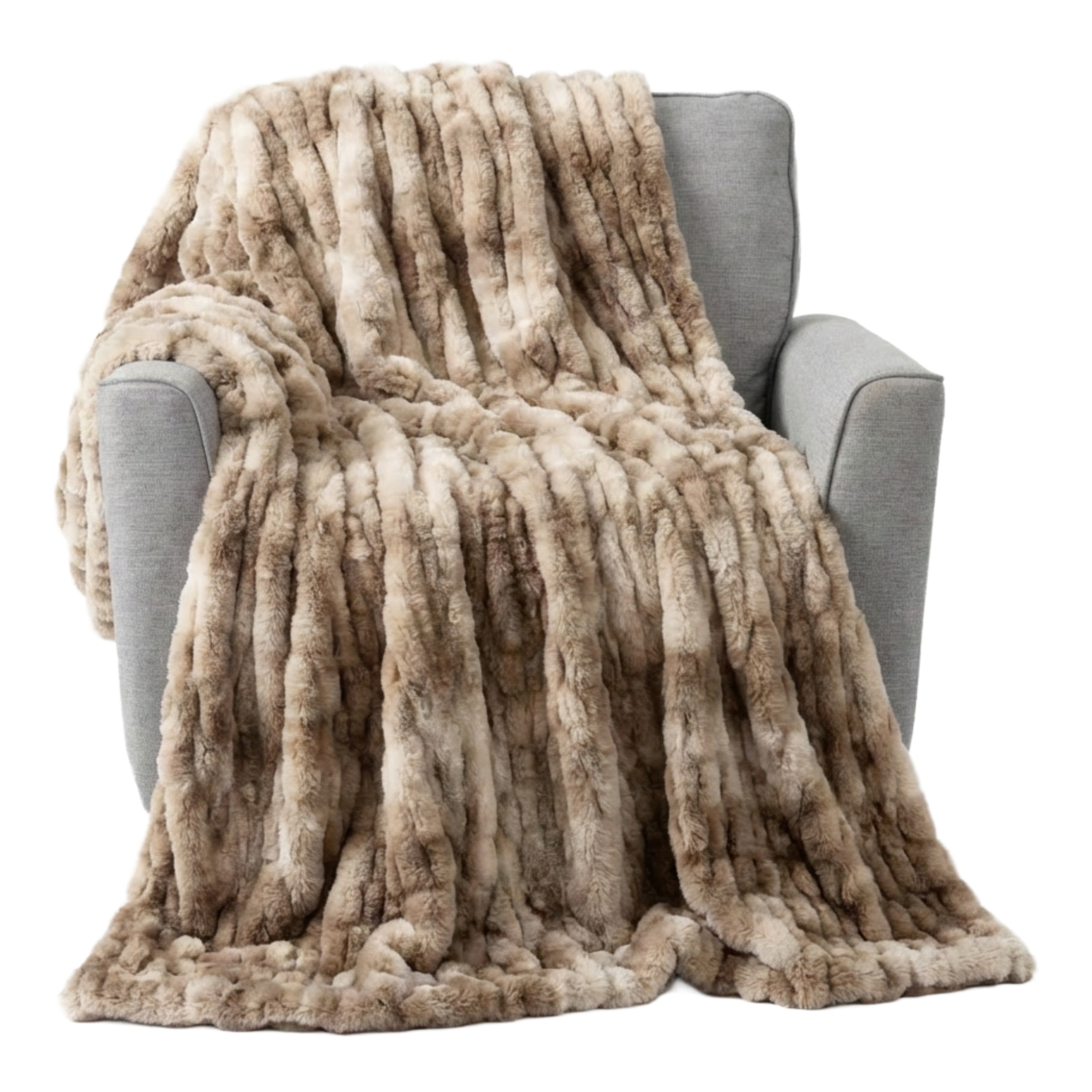 Lavish Home Ruched Faux Fur Queen Blanket - Walmart.com