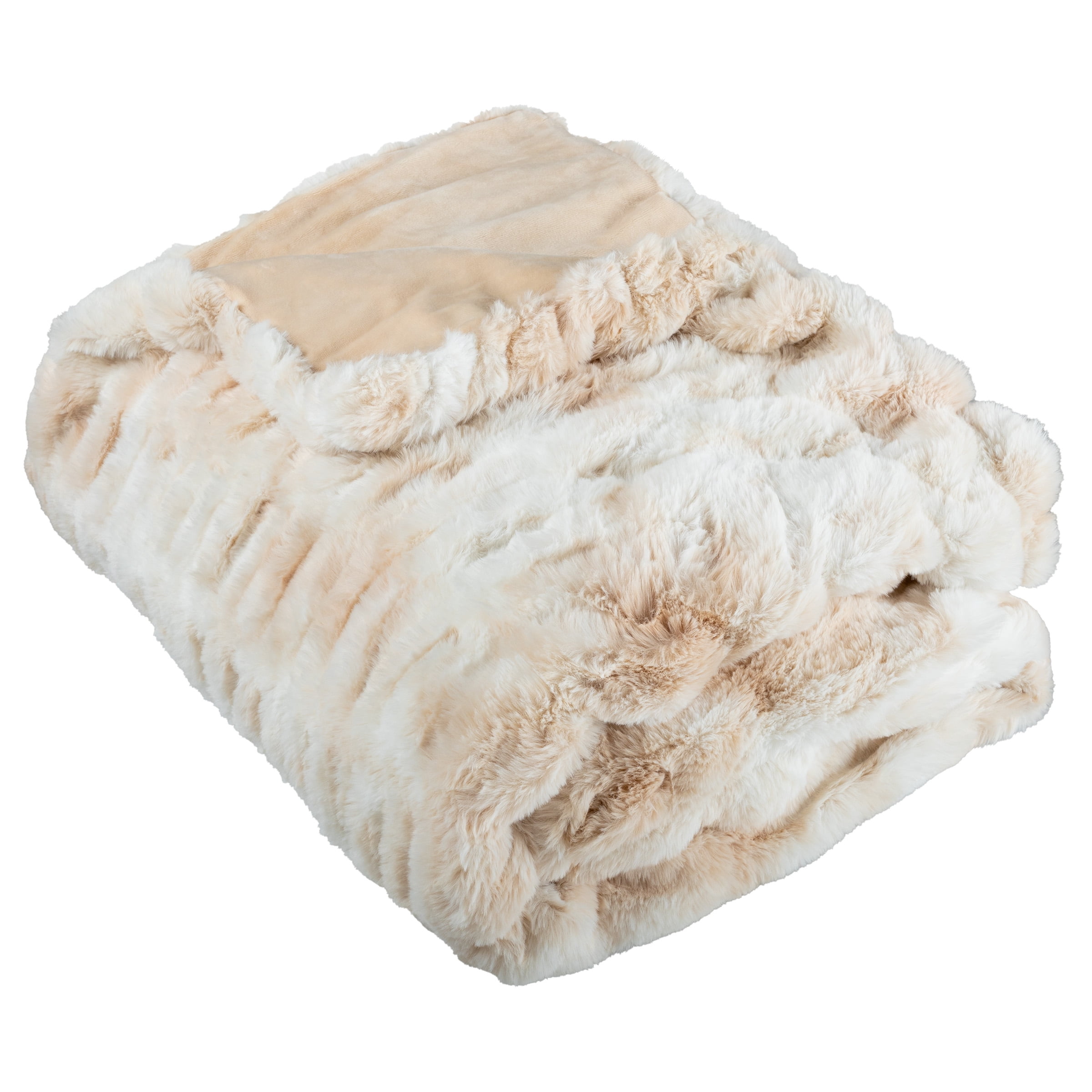 Lavish Home 60x80 Ruched Jacquard Faux Fur Blanket for Sofa and