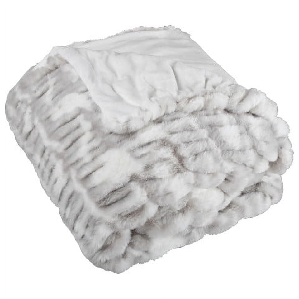 Lavish Home 60x80 Ruched Jacquard Faux Fur Blanket for Sofas and