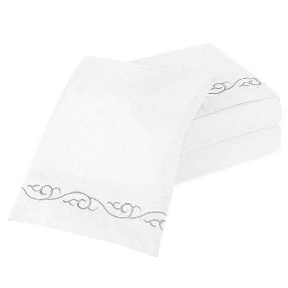 Lavish Home 61-91-T-W Embroidered Brushed Microfiber Sheet Set by Lavish Home, White - Twin - 3 Piece